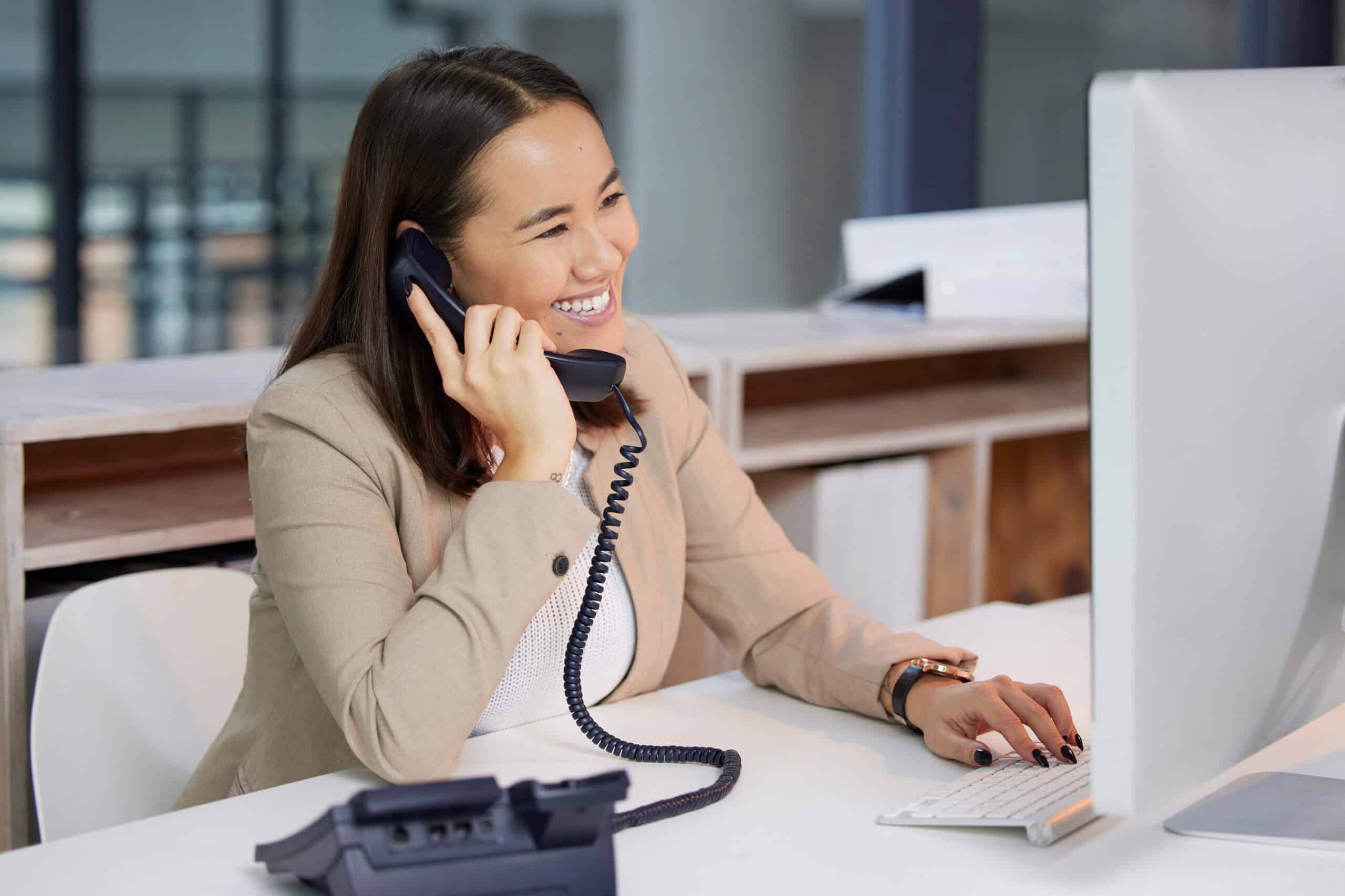 Administrative professional talking on the phone